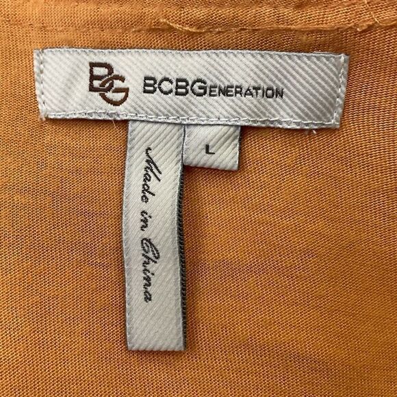 BCBGeneration Womens Tank Top Large Rayon With Cotton Bow Ruffle Neckline Orange - Picture 5 of 7